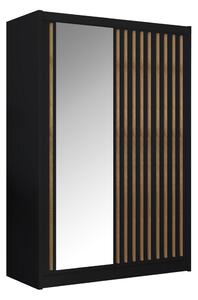 Dulap cu bara LADDER, negru/stejar craft, PAL melaminat, cu 2 usi, 150