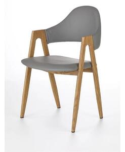 Scaun K247, gri/stejar miere, piele ecologica/metal, 51x51x80 cm