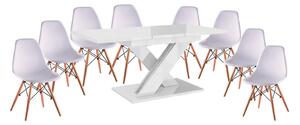 Set de sufragerie Maasix WTG High Gloss White pentru 8 persoane cu scaune Didier albe