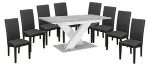 Maasix SWTG High Gloss White - Set de sufragerie din beton pentru 8 persoane cu scaune Gri Vanda