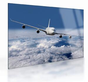 Tablou pe sticlă - Avion în nori (70x50 cm)