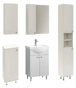 Set de baie Lucia Simplu cu dulap înalt, dulap de bază Ikeany cu chiuvetă și dulap cu oglindă