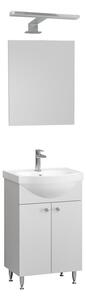 Set mobilier baie Ikeany cu chiuveta, oglinda, iluminat LED, alb