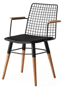 Set 2 scaune TREND 961, negru/nuc, piele ecologica/metal, 43x39x82 cm