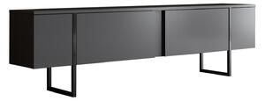 Comoda TV cu usi LUXE, gri antracit/negru, PAL, 180x30x50 cm