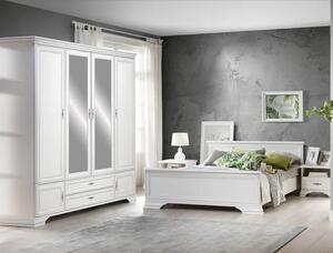Mobilier dormitor alb IDENTO 3, PAL melaminat, cu pat 160x200, dulap c