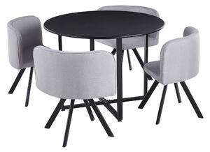 Set masa cu 4 scaune BEVAN NEW, gri deschis/negru