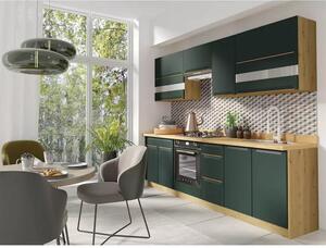 Set bucatarie GLAMOUR C PLUS, carcasa stejar artisan/fronturi verde ma