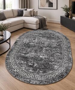 Covor Sufragerie Dormitor, Model Mira 24001 190, Oval, Gri 60x110