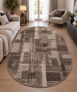 Covor Oval Mira 24007 120, Model Dormitor Sufragerie, Maro 50x80