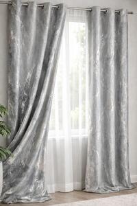 Draperie catifea gri cu insertii argintii 140 x 260 cm Velunia Home