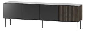 Comodă TV Silves, Nuc, Negru, PAL laminat, 57x182x39cm, 32 kg