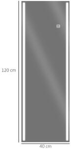HOMCOM Oglinda de lungime completa cu lumina LED, Oglinda lunga 120 x 140 cm pentru perete cu 2 culori, hol
