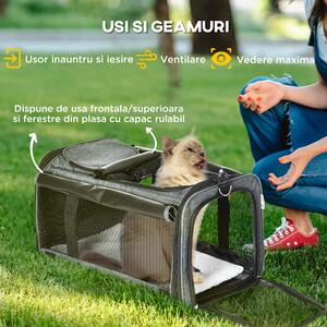 PawHut Geantă de Transport 4 în 1 cu Roți pentru Pisici și Câini de Talie Mică Troller Rucsac Gri | Aosom Romania