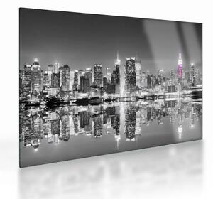 Tablou pe sticlă - New York și zgârie-norii mov (70x50 cm)