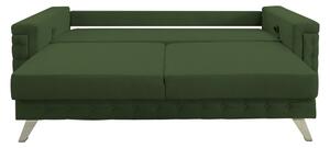 Canapea extensibila Omega, cu lada de depozitare si picioare argintii, stofa p38 kaki, 230x105x80