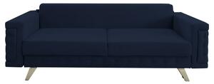 Canapea extensibila Omega, cu lada de depozitare si picioare argintii, stofa p79 bleumarin, 230x105x80