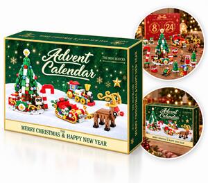 Calendar advent de Craciun, blocuri de construit figurine, 24 de surprize pentru copii, 604 piese, JollyMag, KA01