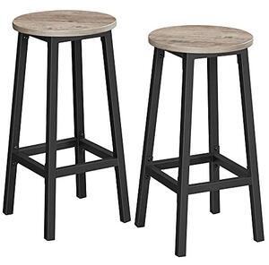 Set 2 scaune de bar, Vasagle, Negru, 32x32x65 cm