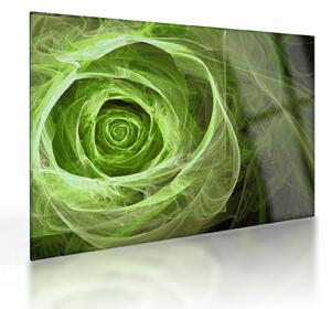 Tablou pe sticlă - Abstract Rose Green (70x50 cm)