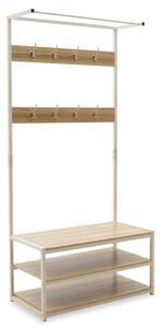 Cuier haine cu suport pantofi Model Ralph, Artar/Alb, 80x40x170 cm