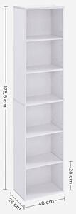 Biblioteca Vasagle, Model Monica, 40x24x178.5 cm, Transparent/Alb