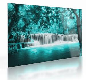 Tablou pe sticlă - Cascada albastră (70x50 cm)