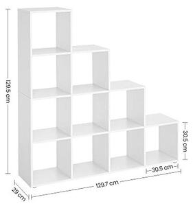 Biblioteca cu 10 cuburi, Vasagle, 29 x 129,5 x 129,5 cm, LBC10WTV1, Alb
