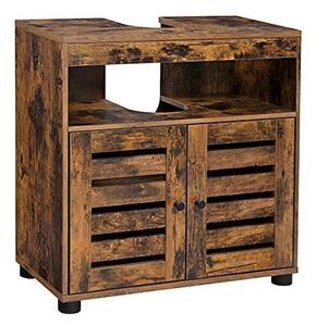 Dulap de depozitare pentru chiuveta, Vasagle, 2 usi, Maro Rustic, 60 x 30 x 63 cm