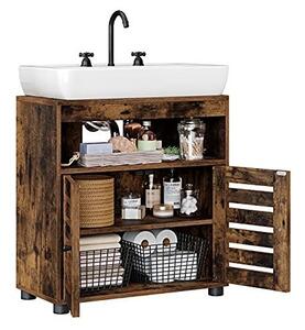 Dulap de depozitare pentru chiuveta, Vasagle, 2 usi, Maro Rustic, 60 x 30 x 63 cm