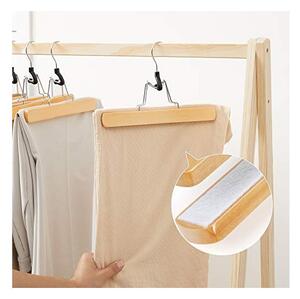 Set 12 umerase din lemn, Songmics, Pentru pantaloni, CRW007-12, Natural, 9.8 x 8.7 cm