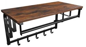 Cuier cu raft Model Barnes, Maro Rustic/Negru, 66x30x27 cm