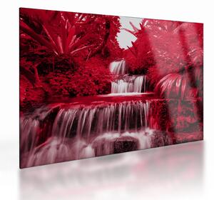 Tablou pe sticlă - Cascade indoneziene în roșu (70x50 cm)