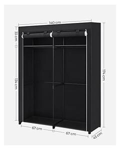 Dulap haine textil Model Villanueva, Negru, 140x43x174 cm