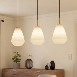 EGLO Lampă suspendată Caprarola, lungime 90 cm, culoare nisip, 3 lumini, sticlă, reglabil, Bej, Camera de zi / sufragerie, Sticlă, Modern