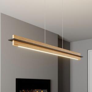 Quitani Lampă suspendată cu LED Lexa, stejar/negru, lungime 118 cm, reglabil, Lemn, Camera de zi / sufragerie, Lemn, Modern