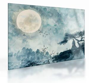 Tablou pe sticlă - Pictură cu lună plină (70x50 cm)