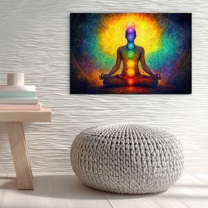 DUBLEZ | Imagine din lemn al meditației - Yoga și chakre | Imprimare UV premium