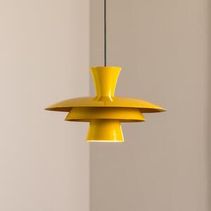 Luminex Lampă suspendată Plato, galben muștar, metal, Ø 38 cm, E27, reglabil, Galben, Camera de zi / sufragerie, Metal, Modern