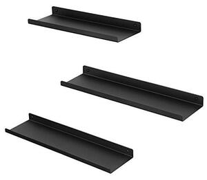 Set 3 etajere, Songmics, Negru, 40x11x2.5 cm