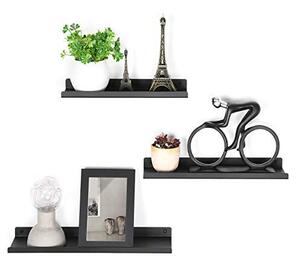 Set 3 etajere, Songmics, Negru, 40x11x2.5 cm