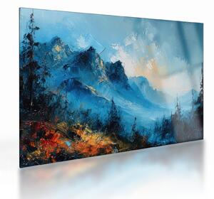 Tablou pe sticlă - Pictura munților (70x50 cm)
