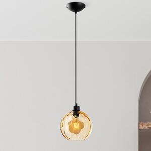 Opviq Lampa suspendată Benek, galbenă, sticlă, Ø 20 cm, E27, reglabil, Galben, Camera de zi / sufragerie, Sticlă, Viața tânără
