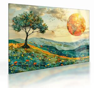 Tablou pe sticlă - Ilustrație peisaj (70x50 cm)
