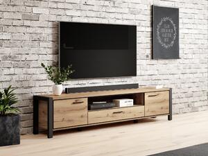 Comodă TV Temire 105Stejar deschis, Negru mat, 21x5x4cm