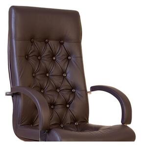 Scaun directorial CHEF LUX STEEL CHROME, Brun inchis, piele naturala