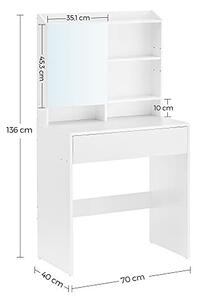 Masa de Toaleta Model Raya, Alb, 70x40x136 cm