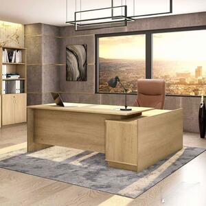Birou profesional Amazon colt stanga, Sonoma, 180x160x76 cm