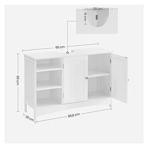 Dulap de depozitare pentru chiuveta, Vasagle, 2 usi, Alb, 90 x 30 x 60 cm