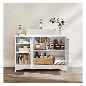 Dulap de depozitare pentru chiuveta, Vasagle, 2 usi, Alb, 90 x 30 x 60 cm
